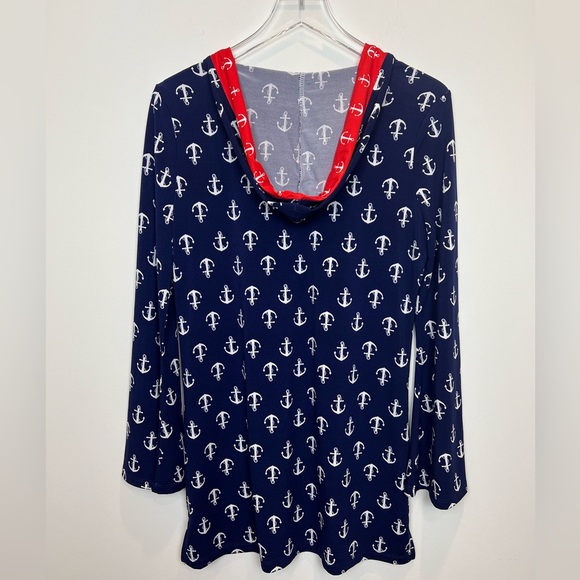 New Macbeth Collection Women's Nautical Hooded Tunic Beach Coverup Sz Small - Picture 3 of 16